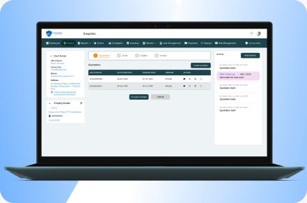Vcare sales and quotation interface