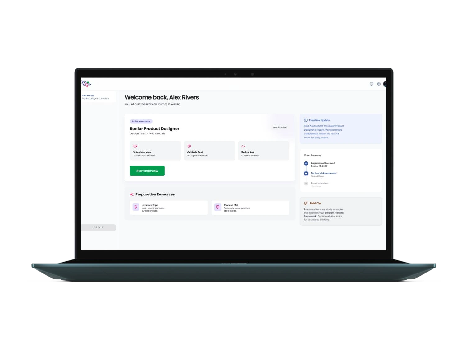 AI interview candidate journey dashboard