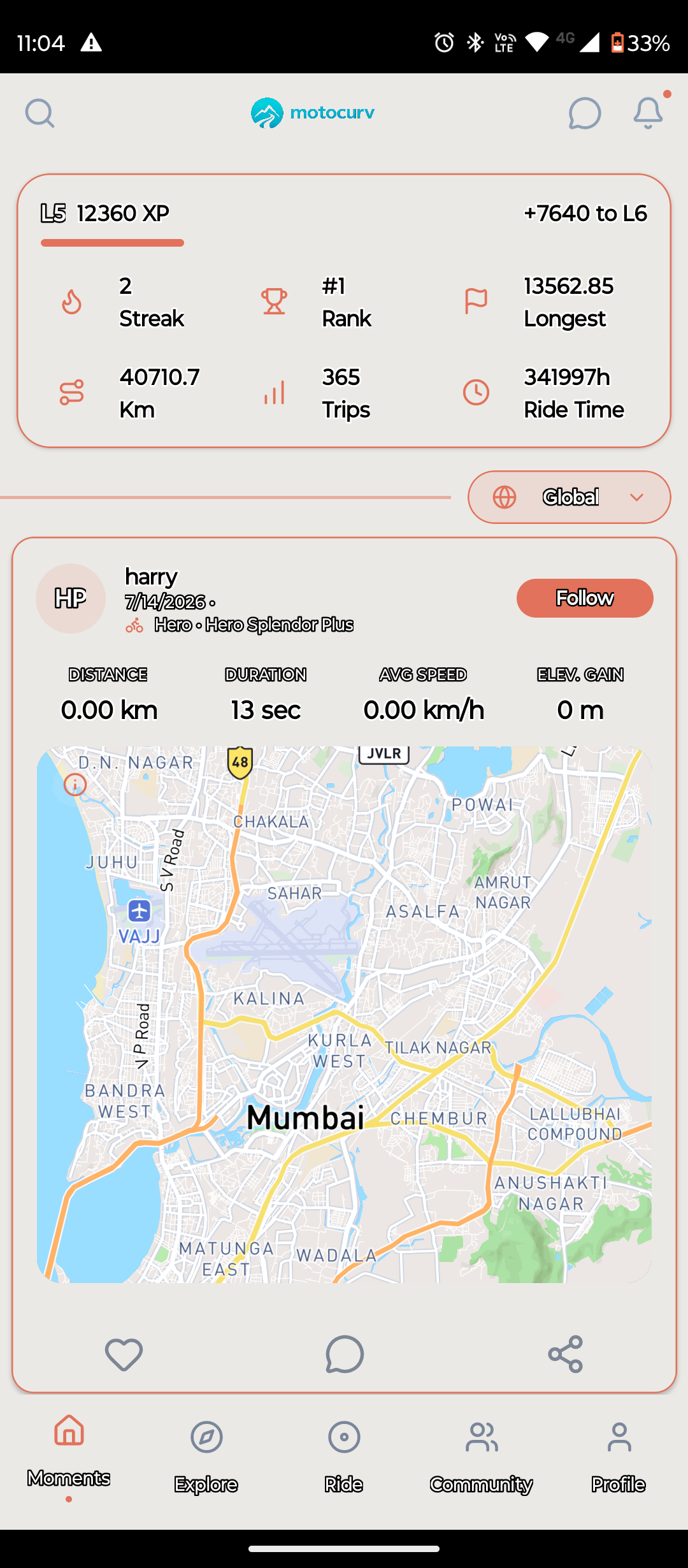 Curv 8 ride discovery map mobile screen