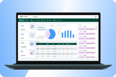 Enterprise analytics dashboard shown on a laptop