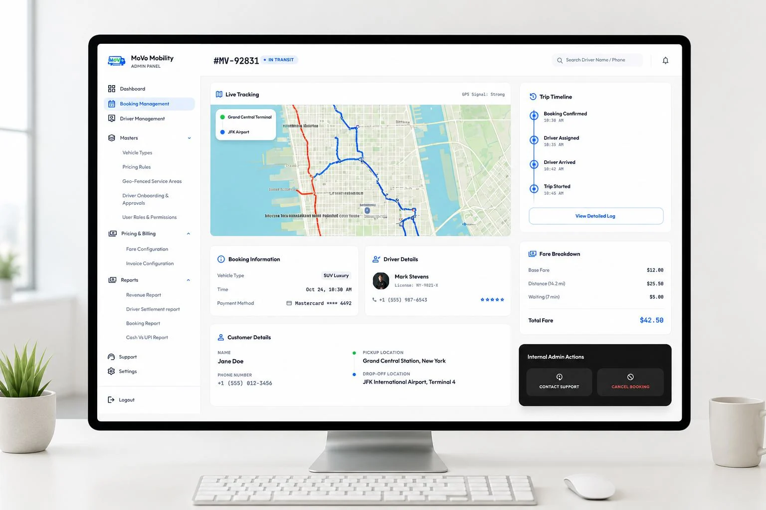 MoVo admin portal dashboard with live route and dispatch controls